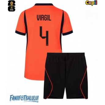 Țările de Jos Virgil van Dijk #4 Echipament de Fotbal Replică Mondial 2026 Copii Acasa (+ Șorturi)